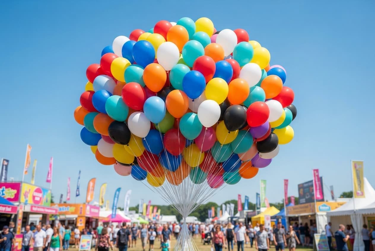 ensemble de ballons de baudruche gonflés et attachés